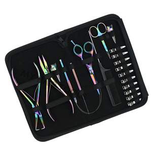 Kit de herramientas para extensiones de cabello de salón con crimpadora de microperlas, alicates para quitar microperlas, peine de gancho con alambre, mini tijeras y clips - Product Image 1