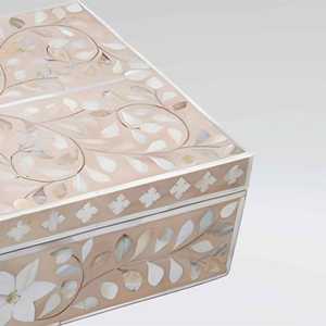 Boîte de rangement de luxe faite à la main avec incrustation de nacre, élégante boîte à bijoux en mosaïque pour bagues, boucles d'oreilles, bracelets, accessoires - Product Image 3