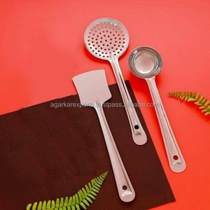Ensemble d'ustensiles de cuisine en acier inoxydable : Cuillère de service, Louche, Spatule, Écumoire – Robuste, Finition miroir – Fournisseur Exportateur OEM - Product Image 6
