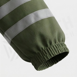 Survêtement à capuche vert olive pour homme, fermeture éclair intégrale, poches latérales, imperméable, vêtements de sport décontractés, tenue d'automne - Product Image 6