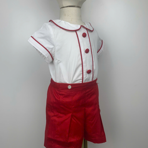 Wholesale 20 pcs Customized Color Children's Clothing <b>Toddler</b> Boys Clothing Sets for Baby Smocked Christmas Red White ODM OEM - Product Image 1