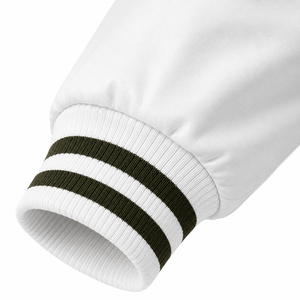 Veste de sport SINEWY pour homme, blanche, style varsity, en cuir véritable, avec lettres brodées NY sur le devant, col rabattu, style preppy, respirante - Product Image 3