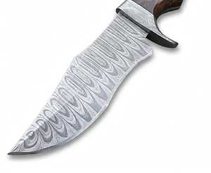 Cuchillo utilitario de hoja fija de acero de Damasco hecho a mano con mango de palisandro personalizado y bolster de Damasco EDC - Product Image 1