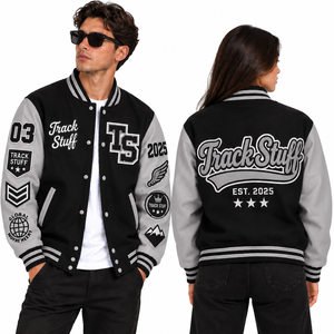 <b>Track</b> Stuff Custom <b>Mens</b> Varsity Letterman <b>Jacket</b> Wool Cotton Stand Collar Custom Embroidered Logo Front Streetwear Winter - Product Image 6