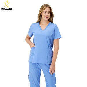 Haut de travail pour femmes, chemises de travail extensibles anti-humidité, panneaux latéraux côtelés - Product Image 1