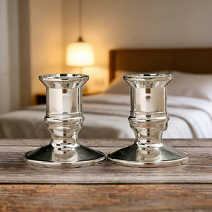 Modern Aluminum <b>Silver</b> Candle Holder Elegant Decorative Metal Taper <b>Candlestick</b> For Events Hotel Restaurant Dinner Decor Bulk - Product Image 1