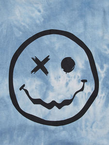 Camiseta de Manga Corta para Hombre, Tie Dye, Cuello Redondo, Corte Regular, Informal, de Algodón, con Estampado de Cara Sonriente en la Espalda - Product Image 6