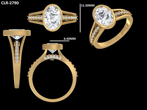 แหวนหมั้นและงานแต่งงานสไตล์วินเทจประดับมอสซาไนต์ทรงรี 2.20 กะรัต ยี่ห้อ Lurba Jewels ดีไซน์แยกแหวน ตัวเรือนทองคำ 14k แท้ ได้รับการรับรองจากคริสเตียน - Product Image 6