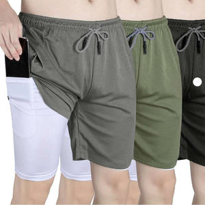 High Quality Athletic Workout Gym Double <b>Layer</b> Short Breathable Quick Dry Short With Elastic Waste And Zipper Pocket - Product Image 4