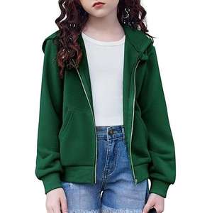 Sudaderas con capucha de moda para niñas, con cremallera, en todos los colores, personalizables, lisas, para invierno, actividades al aire libre, correr, transpirables, para niñas. - Product Image 1