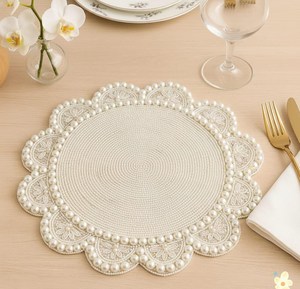 Luxury Beaded Embroidery <b>Placemats</b> Handmade <b>Dining</b> <b>Table</b> Mats with Intricate Detailing for Home Hotel Restaurant and Events - Product Image 3