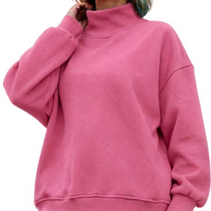 Womens Green <b>Mock</b> <b>Neck</b> Pullover Sweatshirt Long Sleeve Oversized Fleece Loungewear <b>Top</b> Casual Winter Streetwear Heavyweight - Product Image 5