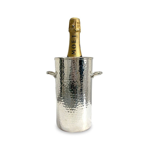 Handcrafted Hammered Stainless Steel Champagne <b>Ice</b> <b>Bucket</b> With Wall For Wine And Spirits Silver Plated <b>Table</b> Decor Parties - Product Image 3