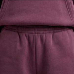 Conjunto de 2 piezas para mujer: Sudadera con capucha y pantalones cortos de forro polar de color liso, ajuste holgado informal, largo por encima de la rodilla, manga larga - Product Image 5