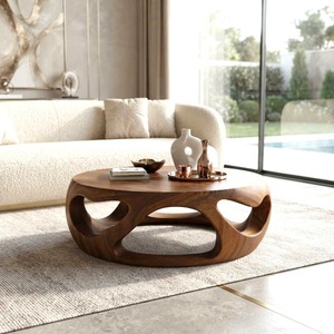 Handmade Durable Tea <b>Table</b> Coffee <b>Table</b> Center <b>Table</b> Living Room Furniture Round Walnut Wood Coffee <b>Table</b> With Solid Wood - Product Image 2
