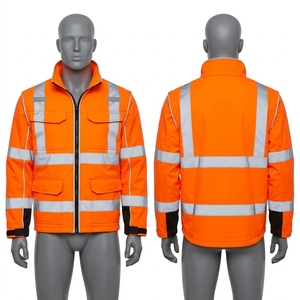 Premium 240 GSM Waterproof Polyester Cotton Safety <b>Jacket</b> <b>Orange</b> <b>Hi</b> <b>Vis</b> Reflective Tape CE Certified Workwear Custom Logo - Product Image 3