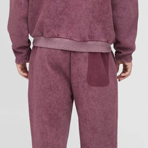 Men Acid Wash Tracksuit Two Piece Athletic Set Featuring <b>Zip</b> <b>Up</b> <b>Jacket</b> and Matching Joggers for Casual Activewear Comfort - Product Image 5