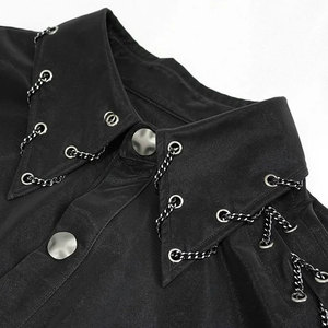 Custom Punk Style <b>Men's</b> Long Sleeve Shirt Asymmetric Metal Chain Wrapped Gothic Slim Fit Black Cotton 2026 - Product Image 6