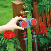Temporizador de Agua Mecánico de 2 Zonas, Múltiples Programas y Tiempos de Funcionamiento, Controlador de Riego de Jardín con Dos Dial y Agarre Cómodo