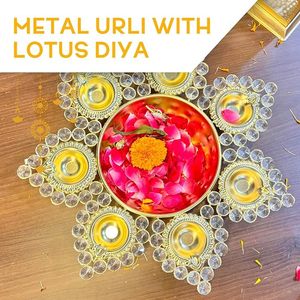 Handcrafted Brass Urli Diya Bowl with Pearl Work Decorative Floating Candle Holder for Diwali Wedding Home Decor - Product Image 2