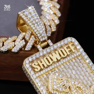 Pendentif Moissanite Diamant Hip Hop Iced Out Collier Dessin Animé Plaqué Or Argent Bijoux Personnalisés avec Nom - Product Image 1