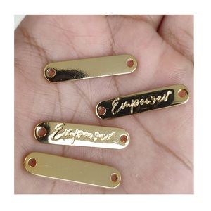 Custom Fashion Logo Charm Making Accessories Hardware Metal Embossed <b>Name</b> Plate - Product Image 4