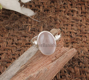 Bague en quartz rose naturel avec sertissage clos, en argent sterling 925, pierre précieuse rose véritable, pierre de naissance de février - Product Image 4