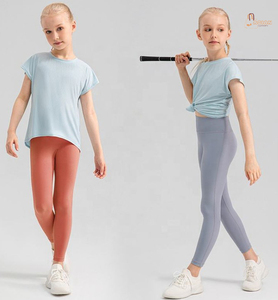 Leggings Deportivos Elásticos Suaves Estilo Vintage para Niñas, Pantalones de Yoga Transpirables de Cintura Alta para Baile, 6-13 Años, 100% Algodón - Product Image 1