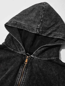 Sweat à capuche homme 2026 personnalisé avec fermeture éclair et logo, manches longues, épaules tombantes, style streetwear tendance - Product Image 4