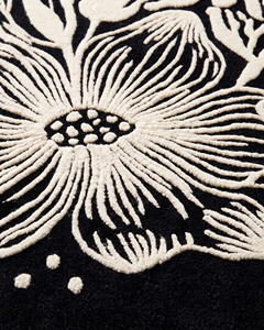<b>Black</b> Ivory Wool Eco-Friendly Non-Slip <b>Rug</b> Oversized Botanical Floral Pattern with Thick Pile for Modern Living Rooms & <b>Bedrooms</b> - Product Image 4