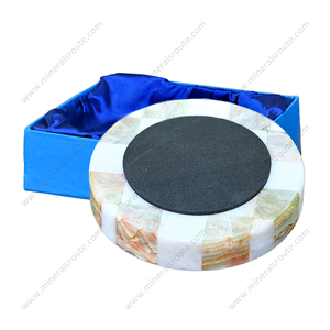 Cendrier classique en marbre pour la maison, le bureau et l'hôtel, en marbre blanc et onyx vert multi-vertiges, pour cigarettes et cigares - Product Image 2