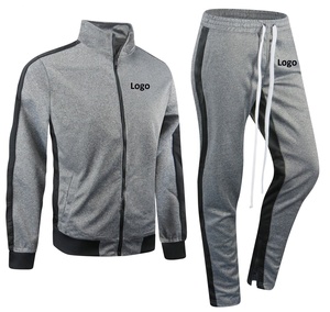 Wholesale Factory Direct Gym Wear Homme Stripe Sports Track Suit Men's Jogging Suit Blank Sweatsuit Set High Neck - Product Image 2