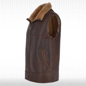 Gilet de pilote en fourrure de mouton pour homme, style WW2, en cuir de mouton - Product Image 3