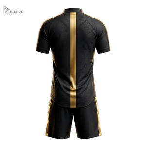 Maillot de football personnalisé OEM en polyester/coton sublimé, col montant mandarin, boutons-pression dorés, manches raglan, élastique - Product Image 2