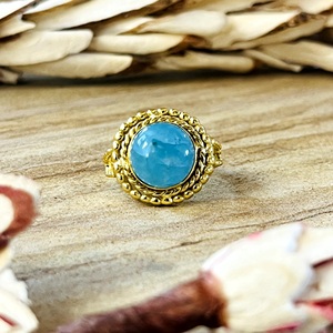 Trendy Boho Chalcedony <b>Ring</b> Tribal Brass Jewelry For Women 18k Gold Plated Ethnic Statement <b>Ring</b> For Wholesale/OEM/ODM - Product Image 3