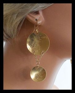 Bohemian Hammered Brass <b>Drop</b> Earring Vintage Hoop For Wedding Festive Party Trendy Women Ethnic Fashion Jewelry Statement - Product Image 3
