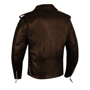 Veste de motard en cuir véritable, coupe-vent, respirante et confortable, de couleur personnalisée pour hommes. - Product Image 5