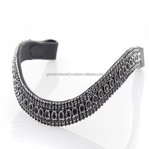 สีดำเบาะที่ว่างเปล่าช่องม้า Brow Band เย็บและห่วงดอกไม้รูปแบบทิเบต Bling Chain - Product Image 6