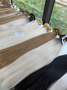 Extensions de cheveux en kératine, prix usine, cheveux ondulés naturels, 50 cm à 70 cm, toutes les couleurs # 8 à # 613 Longueur complète - Product Image 4