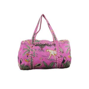 Bolsa de lona acolchada vintage hecha a mano para mujer, grande, de algodón, para fin de semana, viajes, compras, con cremallera, de color sólido, para playa, primavera, invierno - Product Image 2