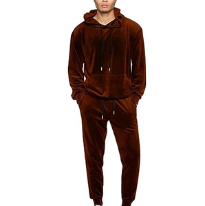 OEM Fashion Sportswear Men Velvet <b>Tracksuit</b> 2 Piece Set Acid Wash Streetwear 100% Cotton Breathable RTS Product Track Suits - Product Image 3