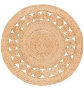 Alfombra rústica estilo granja hecha de yute 100%, fácil de limpiar, material natural para dormitorio y sala de estar. - Product Image 6