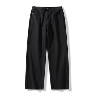 Jean mi-long délavé couleur unie clair personnalisé pour homme – Coupe ample, style rétro, jambes larges, denim baggy tendance - Product Image 2