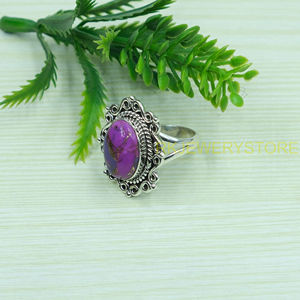 Bague Statement en Argent Sterling 925 avec Turquoise et Cuivre Violet, Design Fait Main, Bague en Pierre Précieuse, Bijou Bohème Turquoise, Cadeau pour Elle - Product Image 2