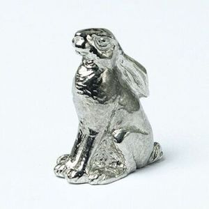 <b>Hand</b> finished <b>cast</b> aluminium rabbit sculpture adorable bunny metallic animal statue decorative accent for interiors - Product Image 2