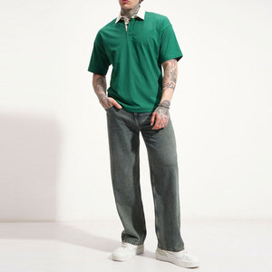 Polo de Algodón Verde para Hombre, Liso, de Manga Corta, Informal, para Adultos, Talla Grande - Product Image 4