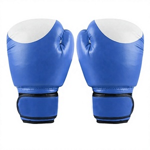 Gants de boxe bleus en PU avec sangle de poignet en velcro pour adultes, entraînement et sparring, fabriqués au Pakistan - Product Image 1