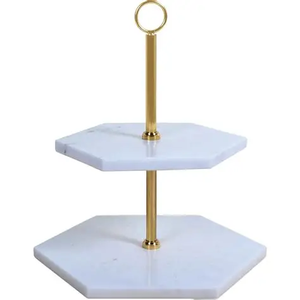 Gold & Black <b>Marble</b> 2-Tier <b>Cake</b> <b>Stand</b> Luxury 2-Tier <b>Marble</b> <b>Cake</b> <b>Stand</b> Gold Finish Two-Tier Dessert <b>Stand</b> Black <b>Marble</b> & Gold Cak - Product Image 2