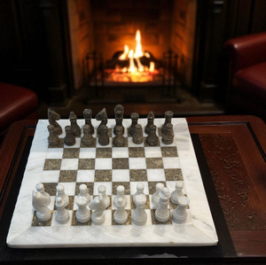 <b>Marble</b> Chess Board Set Handmade Stone Traditional Design Tabletop <b>Game</b> Decor for Living Room Indoor Use Durable - Product Image 2