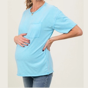 100% Cotton Pregnancy Women Maternity T-<b>shirts</b> Oversized Drop Shoulder Crewneck Breastfeeding T-<b>Shirt</b> Nursing Tees Breathable - Product Image 4